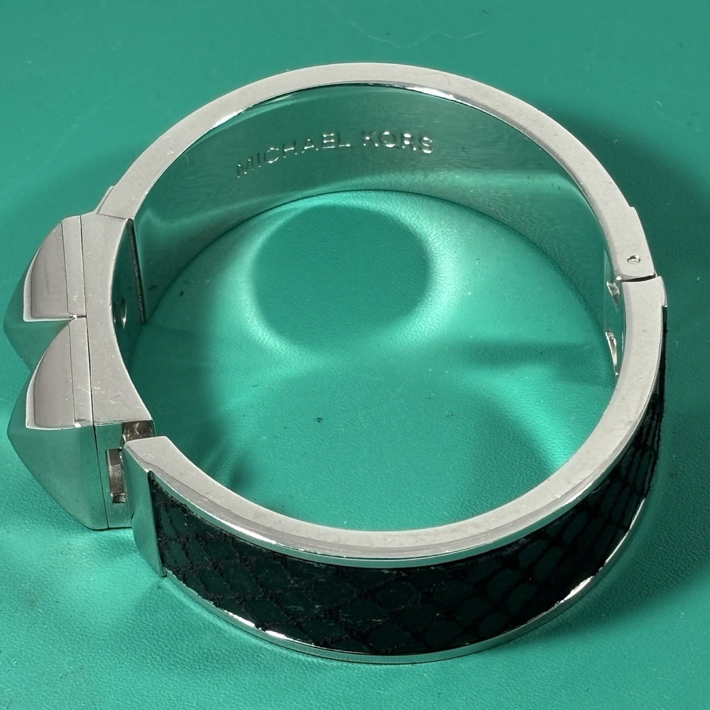 Michael Kors Silver+Black Python Leather+Pyramid … - image 2